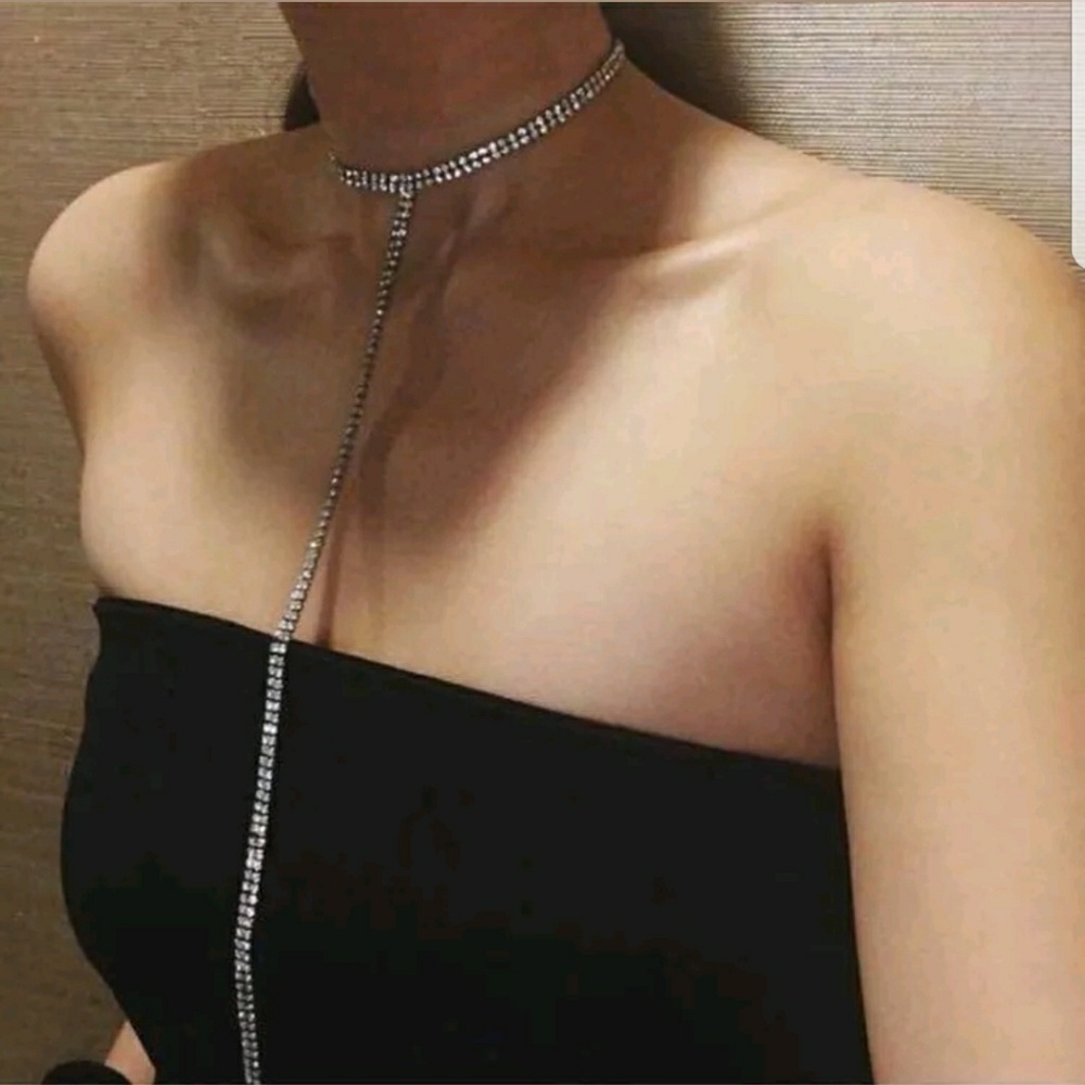 Long Crystal Choker Necklace